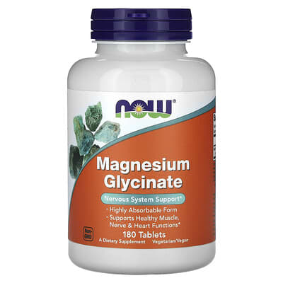 NOW Foods Magnesium Glycinate 400mg, 180 Tablets