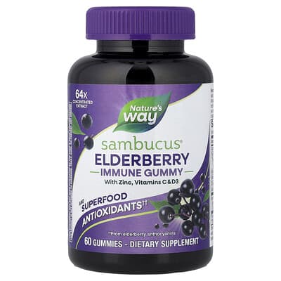 Nature's Way Sambucus Black Elderberry Gummies, 60 Count