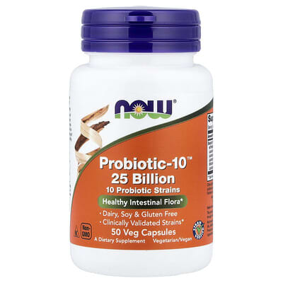 NOW Foods Probiotic-10 25 Billion, 100 Veg Capsules