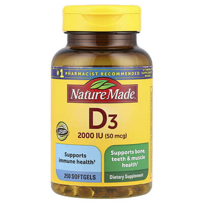 Nature Made Vitamin D3 2000 IU, 250 Softgels
