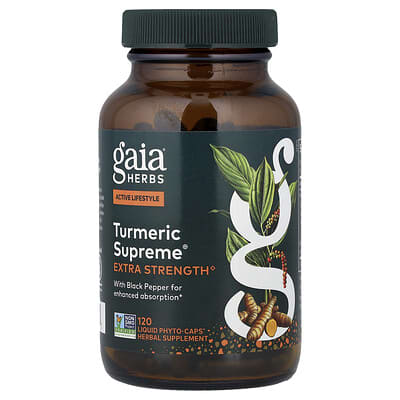 Gaia Herbs Turmeric Supreme Extra Strength, 120 Liquid Phyto-Caps