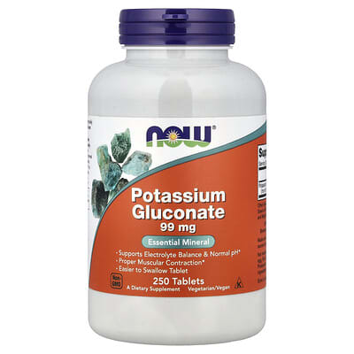 NOW Foods Potassium Gluconate 99mg, 250 Tablets